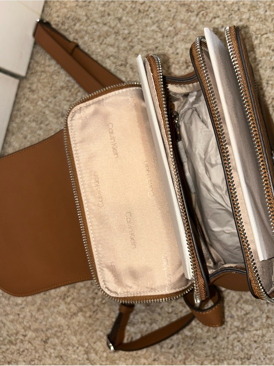 Calvin Klein Cognac Pebbled Leather Mini Backpack main image 5